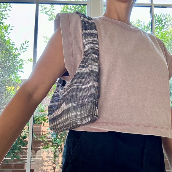 KARA Rhinestone striped shoulder hobo bag - Picture 7 of 11